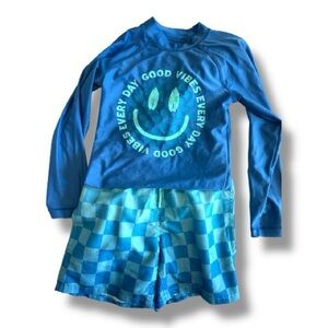Kids Blue Swim Set with Smiley Design